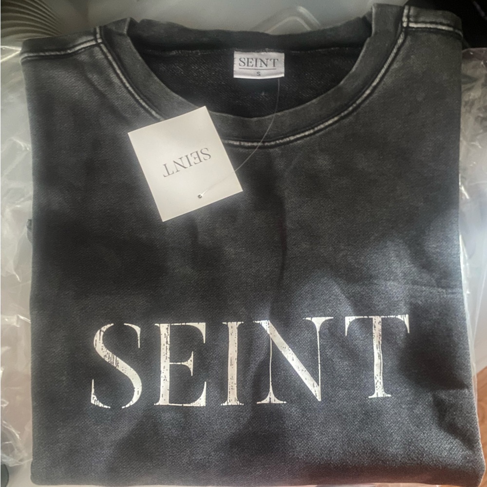 Seint Women's acid wash long sleeve Top NWT charcoal size small - Picture 3 of 5